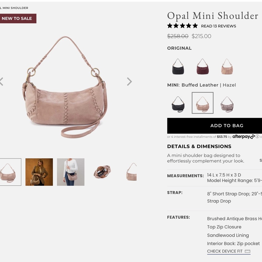 NWT Free People X HOBO Opal Mini Shoulder Bag Hazel Leather Crossbody Purse - Picture 10 of 10
